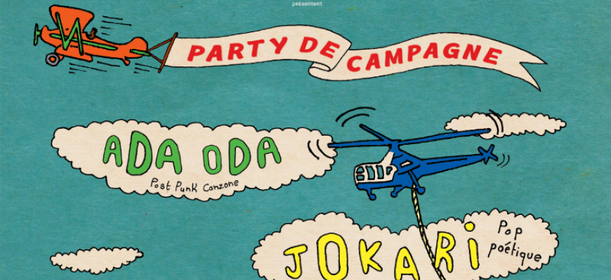BJM x Volume présentent « Party de campagne » : Ada Oda • A Trois Sur La Plage • Jokari  Rock/Pop/Folk