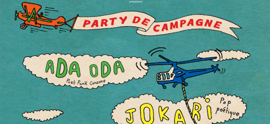 BJM x Volume présentent « Party de campagne » : Ada Oda • A Trois Sur La Plage • Jokari Rock/Pop/Folk